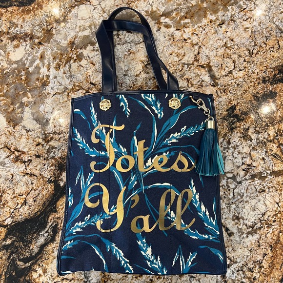 Draper James Handbags - Draper James Vanderbilt Navy Love Field "Totes Y'all" Tote